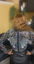 Load and play video in Gallery viewer, Midnight netted Rhinestone bodysuit
